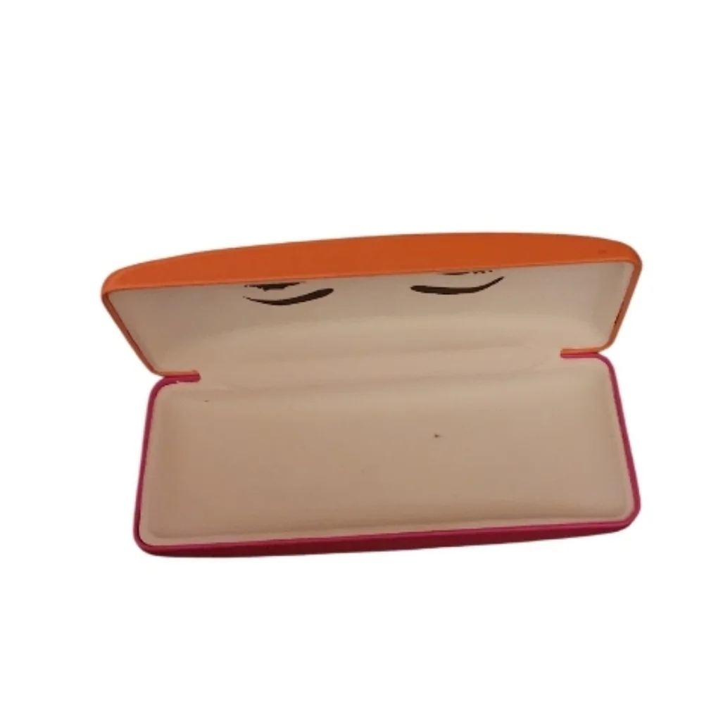 KATE SPADE VIBRANT PINK ORANGE HARD SHELL GLASSES CASE WITH LINED INTERIOR